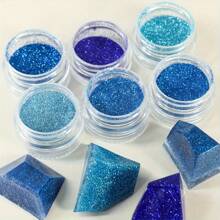 6 Stück blaues Glitzer Harz Füllpulver, 0,2 mm Pigmentpulver, geeignet für DIY Schmuck, Harz Formenfüllung und Dekoration - Verschiedenfarbig - Übersicht 3