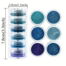 6 Stück blaues Glitzer Harz Füllpulver, 0,2 mm Pigmentpulver, geeignet für DIY Schmuck, Harz Formenfüllung und Dekoration - Verschiedenfarbig - Übersicht 6