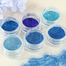 6 Stück blaues Glitzer Harz Füllpulver, 0,2 mm Pigmentpulver, geeignet für DIY Schmuck, Harz Formenfüllung und Dekoration - Verschiedenfarbig - Übersicht 5