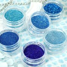 6 Stück blaues Glitzer Harz Füllpulver, 0,2 mm Pigmentpulver, geeignet für DIY Schmuck, Harz Formenfüllung und Dekoration - Verschiedenfarbig - Übersicht 4