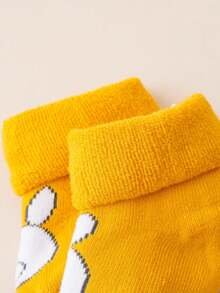 5 đôi tất giữ nhiệt dày màu trơn cho bé có họa tiết hoạt hình, phù hợp cho mùa thu đông - Nhiều màu - Xem 4