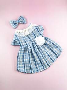 1 套保暖宠物连衣裙，带彼得潘领，厚白色羊毛面料