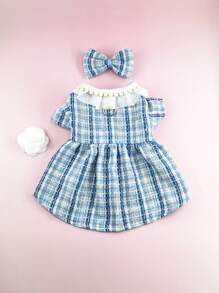 1 套保暖宠物连衣裙，带彼得潘领，厚白色羊毛面料