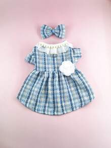 1 套保暖宠物连衣裙，带彼得潘领，厚白色羊毛面料