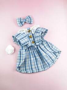 1 套保暖宠物连衣裙，带彼得潘领，厚白色羊毛面料