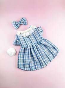 1 套保暖宠物连衣裙，带彼得潘领，厚白色羊毛面料