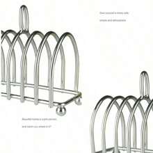 Rejilla para tostadas, soporte de pan para restaurantes de 6 rebanadas en acero inoxidable, herramienta de exhibición de comida de muestra para el hogar, cocina y restaurantes - Plateado - Ver 5