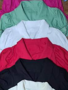 Women's Blouse With Front Tie And Elegant Collar Sensory Fabric Blouse With All The Charm And Elegance - Đỏ - Xem 2