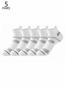 5 đôi tất cổ cao in họa tiết sọc cỡ lớn cho nam, tất cổ cao thấm hút mồ hôi dùng cho bóng rổ, tập luyện, thoáng khí, tất cổ cao thể thao - Nhiều màu - Xem 10