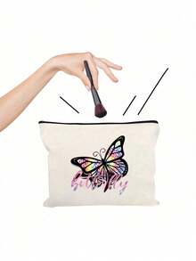 Túi đựng mỹ phẩm trang điểm hình con bướm và chữ nhiều màu Quà tặng sinh nhật tốt nghiệp cho con gái Quà tặng đám cưới Quà tặng con gái trưởng thành Túi đựng đồ vệ sinh cá nhân du lịch Quà tặng tiệc cô dâu cho con gái Túi đựng đồ trang điểm Quà tặng cho bộ đồ trang điểm Túi đựng đồ trang điểm Túi đựng đồ vệ sinh cá nhân cho bé gái Phụ nữ (Nhiều mẫu mã để lựa chọn) - Màu be - Xem 3
