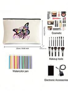 Túi đựng mỹ phẩm trang điểm hình con bướm và chữ nhiều màu Quà tặng sinh nhật tốt nghiệp cho con gái Quà tặng đám cưới Quà tặng con gái trưởng thành Túi đựng đồ vệ sinh cá nhân du lịch Quà tặng tiệc cô dâu cho con gái Túi đựng đồ trang điểm Quà tặng cho bộ đồ trang điểm Túi đựng đồ trang điểm Túi đựng đồ vệ sinh cá nhân cho bé gái Phụ nữ (Nhiều mẫu mã để lựa chọn) - Màu be - Xem 5