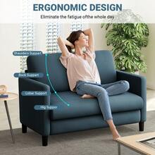 Teddy Velvet Sofa Modern Couch Love Seat Settee Room Apartment Office Couch - 51吋藍色 - 查看 2