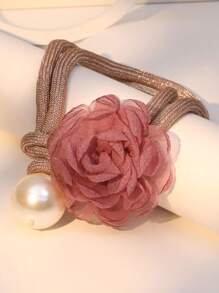 1 套夸张嵌套大花仿珍珠吊坠项链和耳环套装，双层粗绳设计，适合日常佩戴情人节、妈妈、母亲、母亲节、礼物 - 粉色 - 查看 4