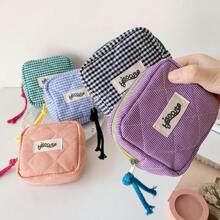 1 件装韩版格子迷你女士口红包旅行便携小化妆包拉链便携卫生棉条包，小巧可爱卫生巾包，多功能旅行收纳包，图案可爱，适合存放女性个人护理用品，女士礼物，圣诞礼物，女士送礼佳品，化妆包，旅行必备 - 彩色 - 查看 3
