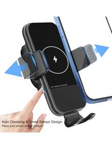 YITUMU Bộ sạc không dây trên ô tô, Sạc nhanh Qi 15W, Kẹp điện thoại trên ô tô, Giá đỡ điện thoại trên cửa gió điều khiển kính chắn gió, Giá đỡ điện thoại trên ô tô cho hầu hết các điện thoại Android và Apple có sạc không dây - Nhiều màu - Xem 2