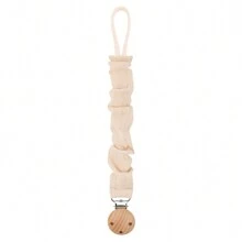 1pc Baby Infant Crinkly Fabric Stylish Print Pacifier Clip And Wooden 3-Slot Pacifier Holder, For Daily Use - Multicolor - View 23