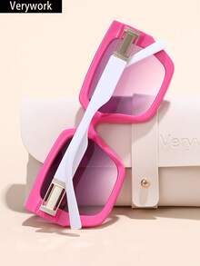 Verywork 1 chiếc Kính thời trang nữ phong cách đường phố hình học chất lượng cao Thiết kế thương hiệu đi kèm với hộp đựng và khăn lau là lựa chọn lý tưởng làm quà tặng Phụ kiện lễ hội âm nhạc đường phố Kính thời trang cho phụ nữ Kính râm cho phụ nữ Phụ kiện bãi biển Cổ điển Y2k - Nhiều màu - Xem 4