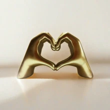 1 件树脂心形装饰品，卧室家居装饰礼物，桌面展示 - 比心手擺飾 - 查看 6