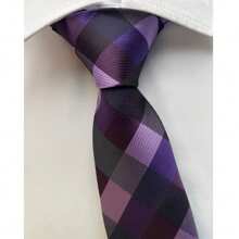 Gravata Xadrez Semi Slim Roxa