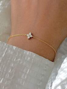 1 chiếc vòng tay tròn bằng bạc Sterling 925 phù hợp cho phụ nữ, đeo ngày lễ tình nhân, đeo hàng ngày và đi làm - hoa chéo - Xem 4