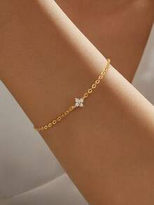 1 chiếc vòng tay tròn bằng bạc Sterling 925 phù hợp cho phụ nữ, đeo ngày lễ tình nhân, đeo hàng ngày và đi làm - hoa chéo - Xem 2