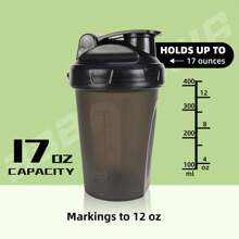 3*500ml Protein Shaker Cups With Stainless Steel Mixing Ball - Perfect For Pre-Workout, Includes Carrying Handle & Whisk Ball - Ideal Kitchen Water Bottle , Dishwasher - 黑/藍/白 - 查看 2