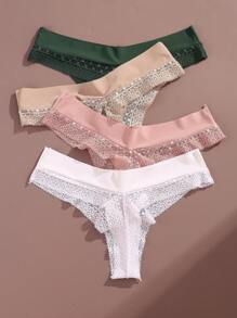 Bộ 4 chiếc quần lót dây ren chữ LOVE không đường may dành cho nữ, thoáng khí, gợi cảm. - Nhiều màu - Xem 2