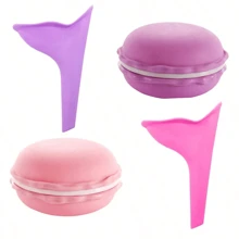 3 种颜色可选女用便携式硅胶小便器女士站立小便工具适用于户外旅行露营带储物盒，防漏硅胶漏斗，旅行必备夏季降温、沙滩、旅行 - 彩色 - 查看 3