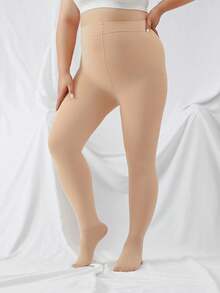 1 件女式加固加大码 120D 纯色肤色性感连裤袜 - 杏色 - 查看 1