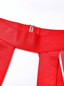 女士性感内衣颈链女士内衣吊带泰迪内衣连体迷你娃娃装带钢圈 - 紅色 - 查看 2