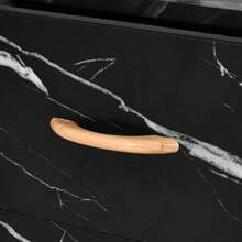 Manicure Table, Nail Desk For Nail Tech, Marbling Texture Manicure Desk With 3 Drawers & Open Shelves For Beauty Salon Spa Black