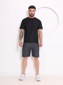 SUN CAI Desportivo Shorts de Desporto para Homens Tecido importado de secagem rápida com estampa - Chumbo - Visão 4