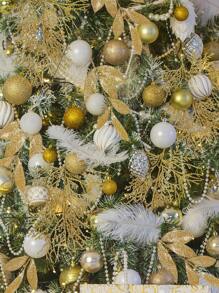 10 Piezas Ramas artificiales de hojas de cedro navideñas, decoraciones de hojas con brillo navideño, adornos navideños de árbol con hojas doradas con brillo para manualidades de decoración de árbol de Navidad, decoración de habitación, decoración navideña, decoración de corona, decoración de boda, decoración del hogar con flores artificiales, plantas artificiales