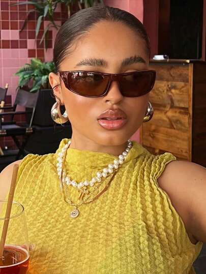 1 PC Women's Acrylic Wrap Shape Y2K Outdoor Cycling Fashion Glasses For Daily Outdoor Sports Use Y2K Fest Music Fest For Summer Beach Vacation, Outdoor, Travel Shades Street Y2k Style Oversized Wrap Frame For Music Festival Preppy Style For Back To School