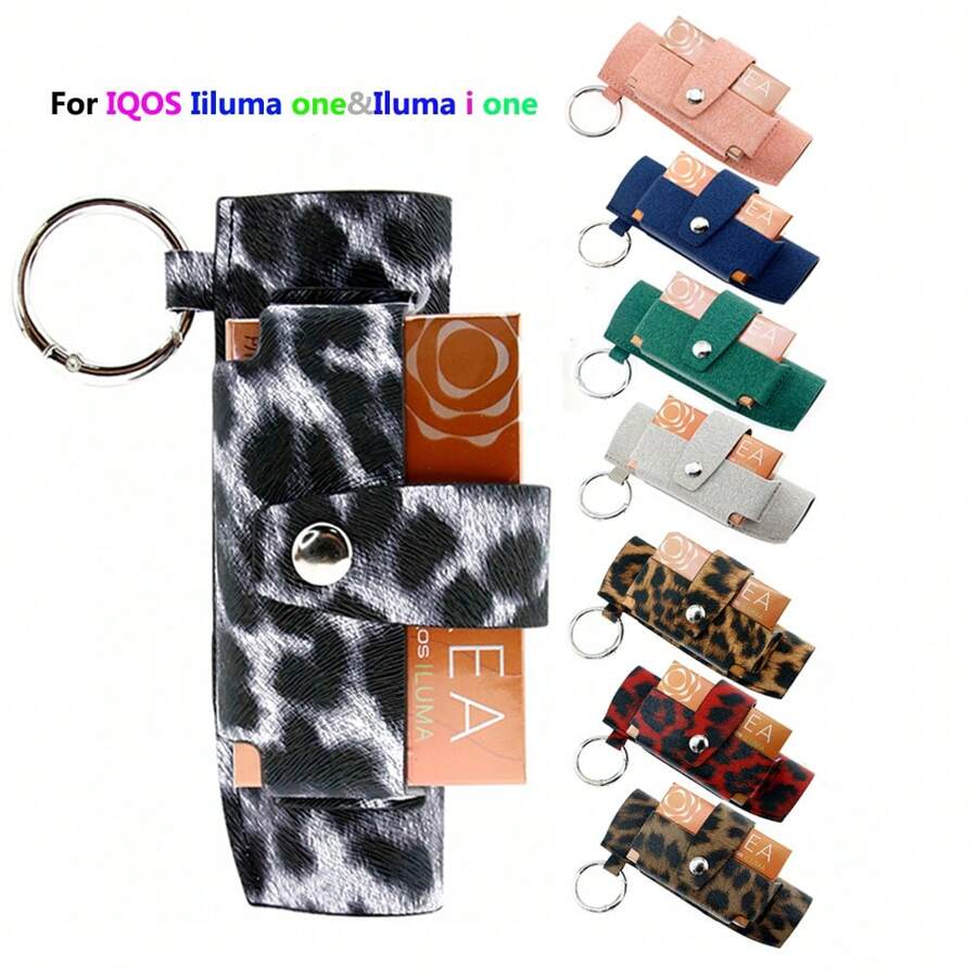 1 件时尚豹纹皮革保护套适用于 IQOS Iluma One 保护套适用于 Iluma One 保护套配件，皮革和帆布材质选择，易于清洁，返校用品