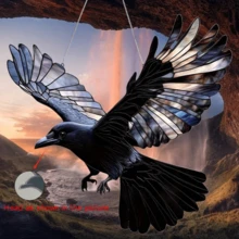 经典亚克力乌鸦太阳捕手挂饰（1 件装） - 适用于家庭、花园、门廊、墙壁和窗户的多功能装饰；无羽毛、防水、防刮；易于悬挂；无需电力 - 多重規格 - 查看 2