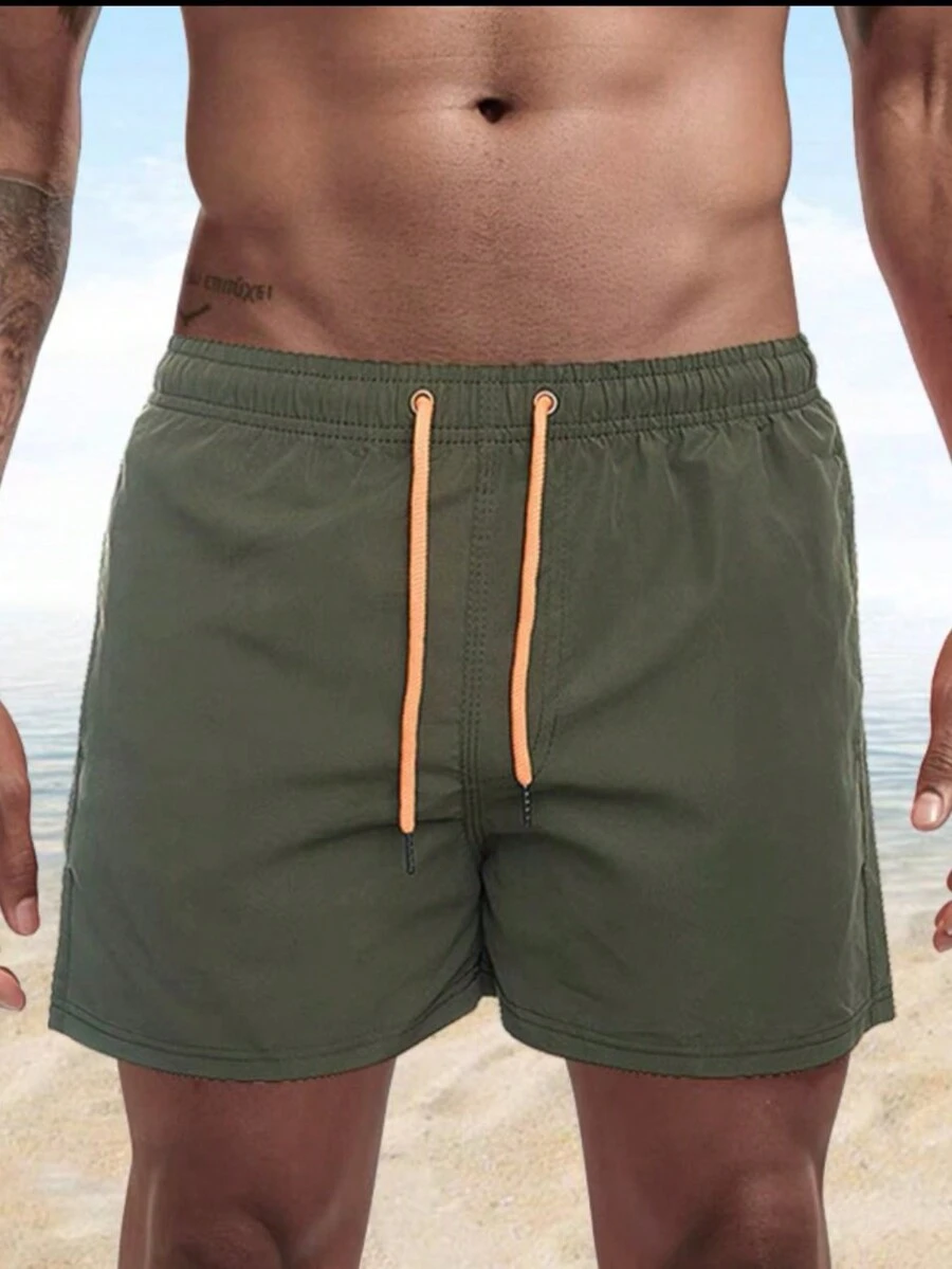 Imported Tactel Bermuda Beach Shorts Men's Quick-Drying Swimming Trunks Summer Swimming Trunks - xanh quân đội - Xem 1