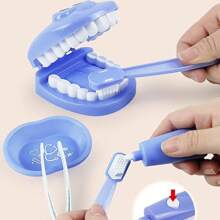 9件套牙齿清洁学习刷牙玩具套装，鳄鱼卡通互动趣味儿童角色扮演牙医游戏模型，优质材料，适合学前教育、幼儿园教室和家庭使用，蓝色；专业魔方拼图 - 8面折叠拼图玩具，日常休闲放松玩具，生日、圣诞节、万圣节和感恩节的完美礼物。