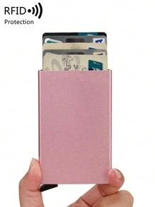 MIYIN Portefeuille anti-vol ultra-fin en alliage d'aluminium à la mode, unisexe, design minimaliste de couleur unie à ouverture automatique, avec poche pour espèces, fentes pour cartes métalliques, peut contenir des cartes, des pièces d'identité, léger et portable, convient aux hommes, pères, maris, couples, petits amis, cadeau idéal pour la Saint-Valentin, l'anniversaire, la Fête des Pères. Également disponible en porte-cartes anti-vol, porte-cartes de visite, porte-cartes de crédit, mini-portefeuille, portefeuille RFID. - Rose bonbon - Voir 3