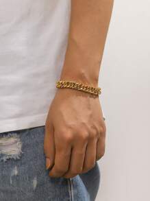 Pulsera negra con forma de arma y cadena metálica, accesorio de verano simple y cool - Amarillo Oro - Ver 2