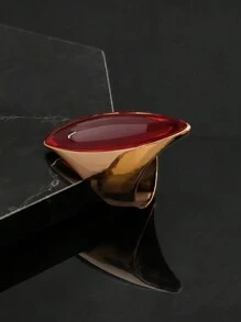 High-Quality Luxury Elegant Gold-Tone Artificial Red Crystal Simulated Ruby Ring, Suitable For European, Middle Eastern And American Women - Gold Ring - View 5