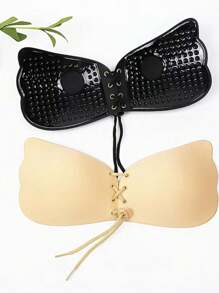 2件/1件装可重复使用无肩带隐形文胸，提升胸型隐形文胸，女士隐形露背文胸带乳贴