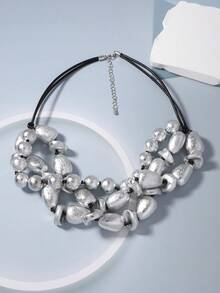 1 chiếc vòng cổ nhiều lớp CCB Asymmetrical Silver Ingot - Vòng cổ nhiều lớp phóng đại - Xem 6