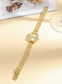1pc Fashion Elegant Mixed Dial Scale Square Dial Minimalist Bamboo Strap Quartz Watch, Suitable For Daily Matching, Birthday, Anniversary, Halloween And Other Holiday Gifts