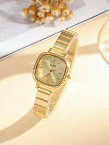 1pc Fashion Elegant Mixed Dial Scale Square Dial Minimalist Bamboo Strap Quartz Watch, Suitable For Daily Matching, Birthday, Anniversary, Halloween And Other Holiday Gifts