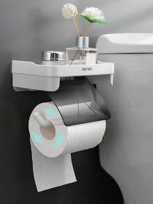 1 Giá để giấy vệ sinh hai lớp, làm bằng nhựa bền, có kệ để đồ, thiết kế đa năng hai lớp, thích hợp để sử dụng giấy cuộn, dễ lắp đặt mà không cần đinh - Nhiều màu - Xem 4