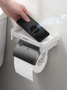 1 Giá để giấy vệ sinh hai lớp, làm bằng nhựa bền, có kệ để đồ, thiết kế đa năng hai lớp, thích hợp để sử dụng giấy cuộn, dễ lắp đặt mà không cần đinh - Nhiều màu - Xem 6