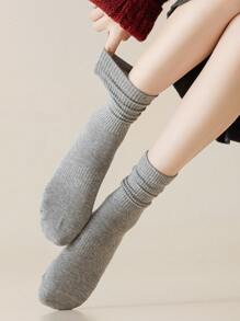 4 đôi tất cotton cổ ngắn nữ, tất lông cừu Angora màu đỏ ấm áp đa năng cho mặc hàng ngày, mùa thu/đông - Nhiều màu - Xem 5