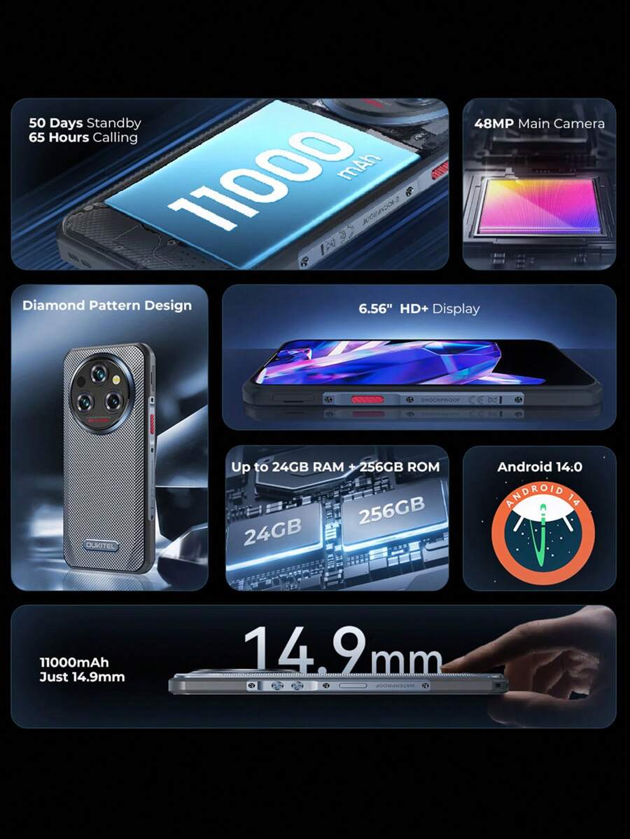 OUKITEL Smartphone Oukitel WP35 S versione globale 6GB+256GB, telefono ...