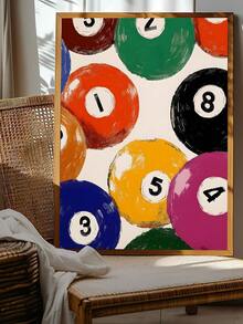 1 张无框帆布海报，复古艺术，彩色幸运台球，心形，花朵，喜悦，爱心字体，条纹背景复古艺术油画海报，卧室，客厅，餐厅，厨房，书房，走廊，咖啡厅，餐厅，宿舍房间装饰，送给朋友的理想礼物，壁画，墙壁装饰，家居装饰，房间装饰帆布画 - 彩色 - 查看 13